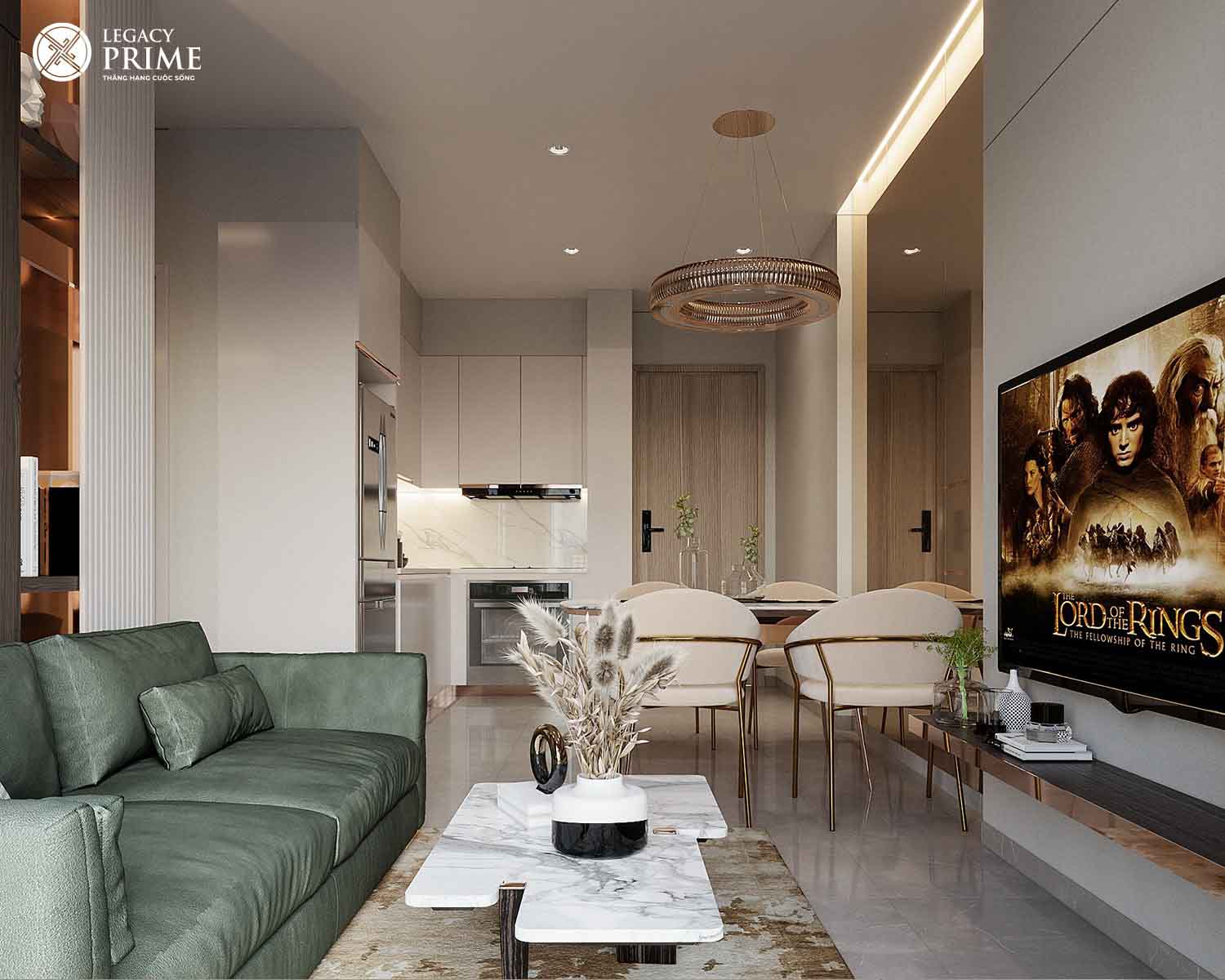 Căn hộ 2 phòng ngủ phối cảnh 3D