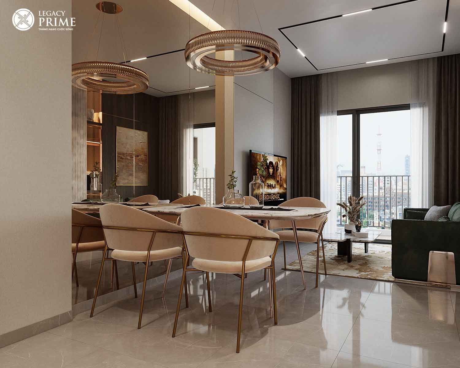 Căn hộ 2 phòng ngủ phối cảnh 3D