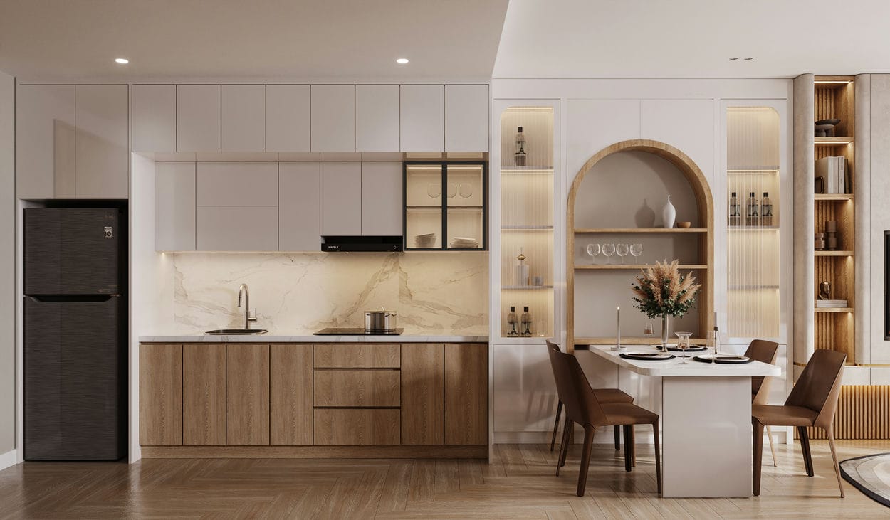 Dự Án Green Skyline Dĩ An | Bảng Giá Mới Nhất 2026 & Chính Sách Ưu Đãi 40 1BR Kitchen Diningtien do thuc te green skyline