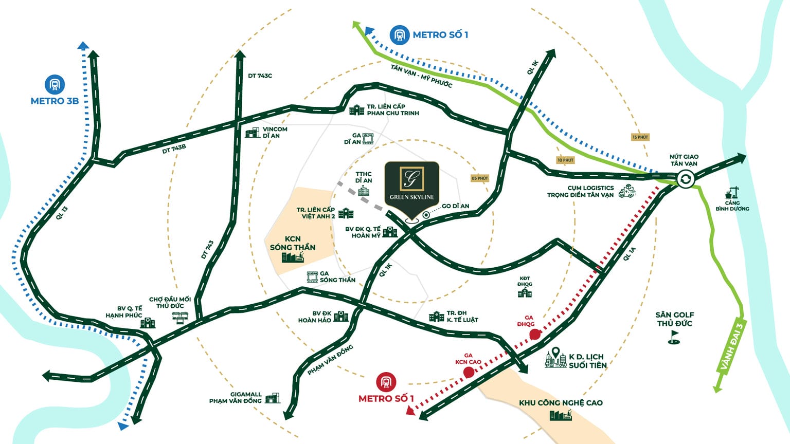 Dự Án Green Skyline Dĩ An | Bảng Giá Mới Nhất 2026 & Chính Sách Ưu Đãi 7 MAP TIEN ICHtien do thuc te green skyline
